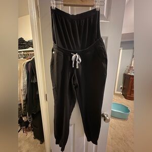 FIGs Black Zamora Jogger Pants with Gray Drawstring